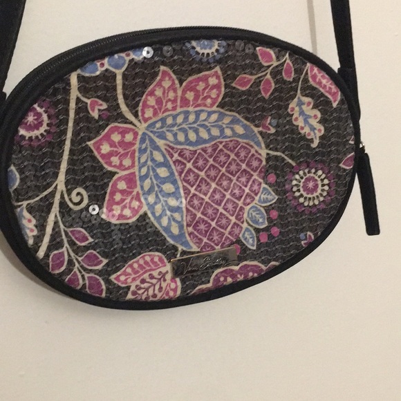 Vera Bradley EUC Floral Design, Sequin Layered Oval Purse - Picture 3 of 3